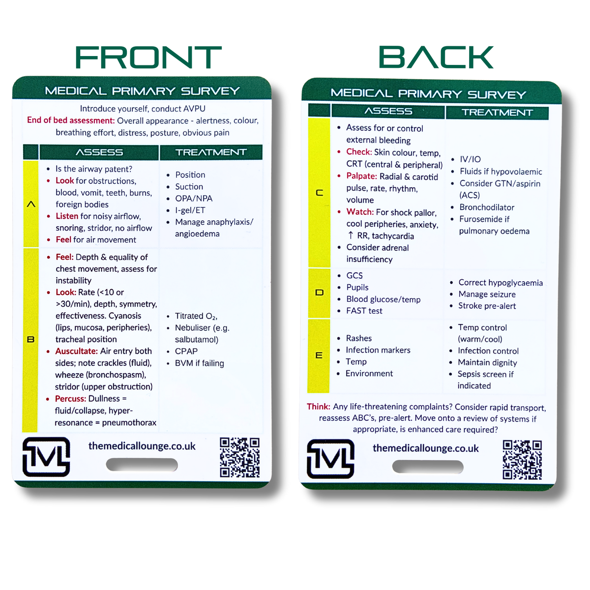 Patient Assessment Card Bundle – 6 Cards