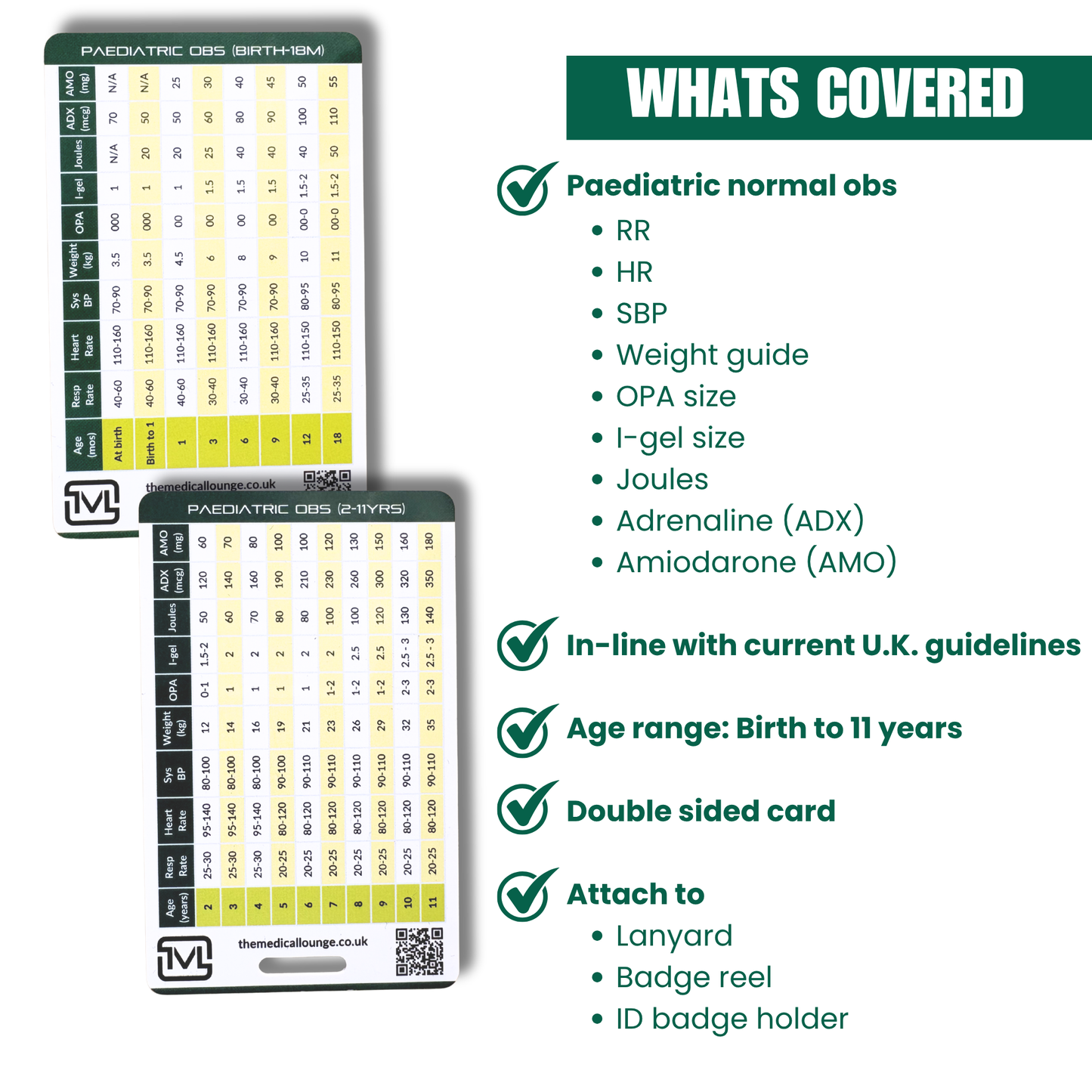 Paediatric Observations & Drug Doses Card