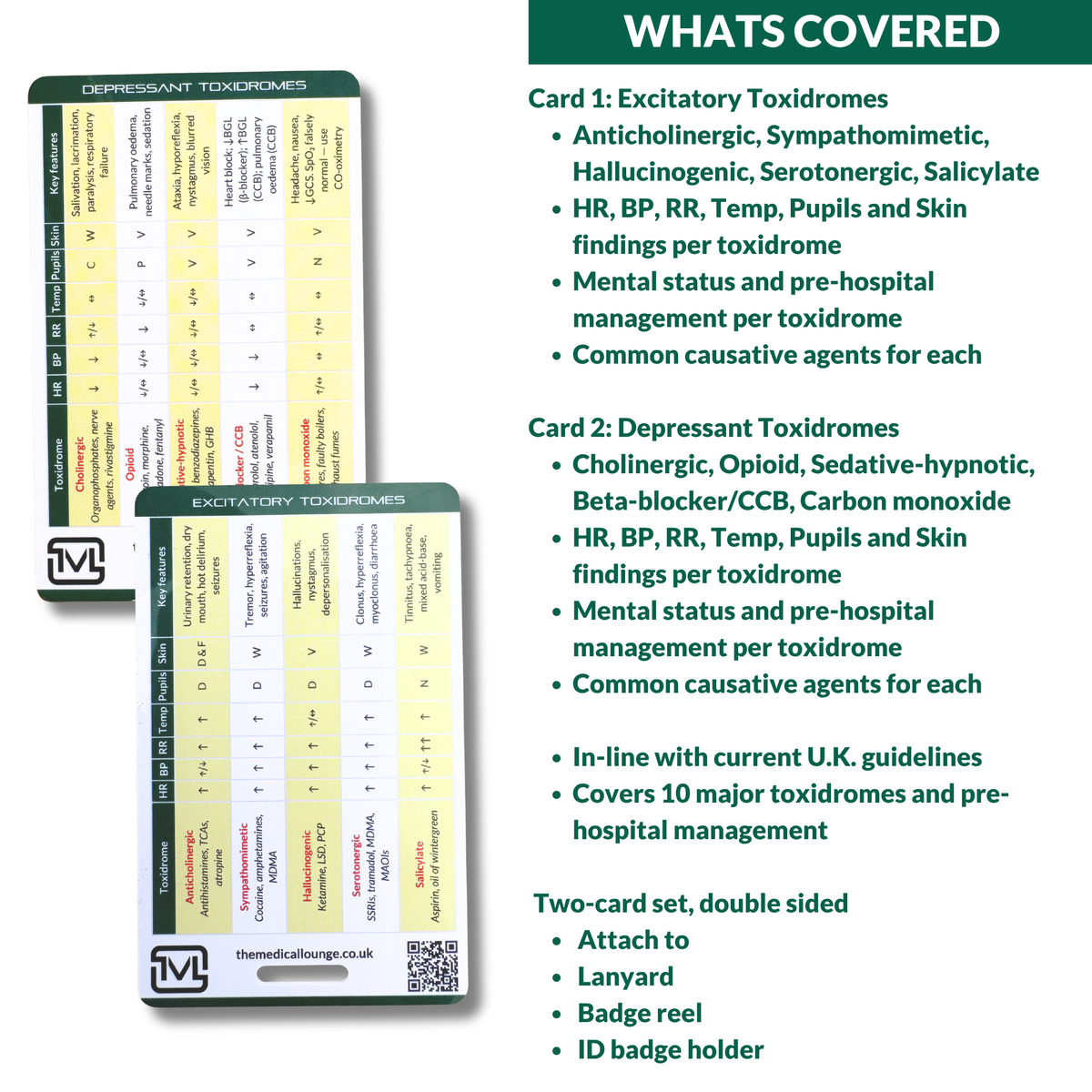 Toxidromes Reference Card – 2-Card Set