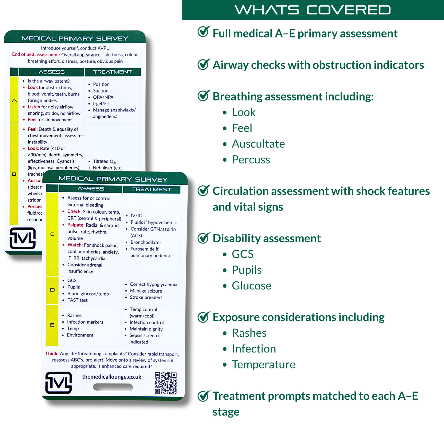 Medical Primary Survey Card – ABCDE