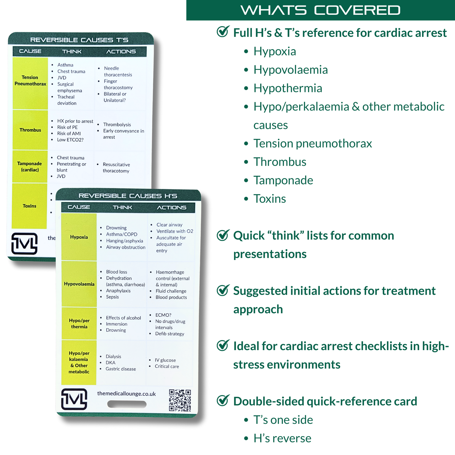 Reversible Causes (H's & T's) Cardiac Arrest Card
