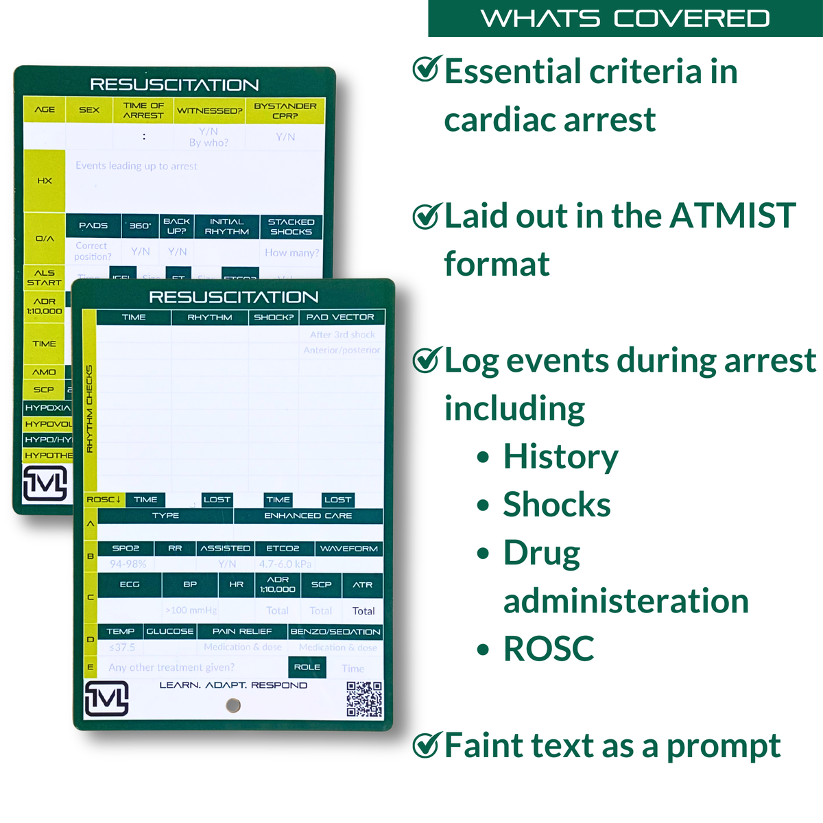 A6 Cardiac Arrest Log Slate – Reusable Dry-Wipe