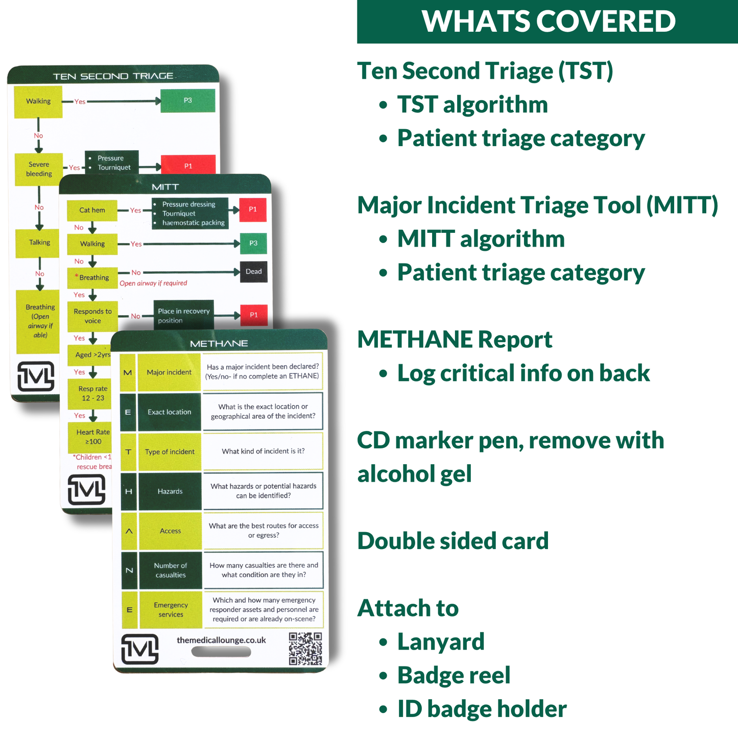Major Incident Card Bundle – TST, MITT, METHANE & CD marker pen