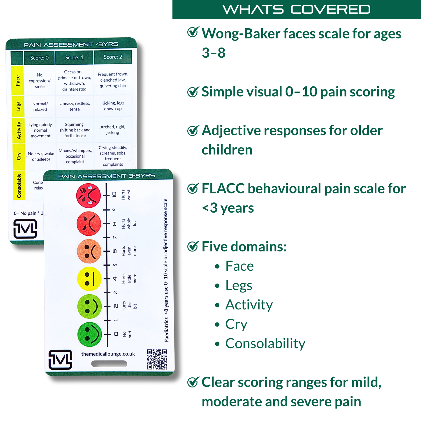Paediatric Pain Scales Card – Wong-Baker & FLACC
