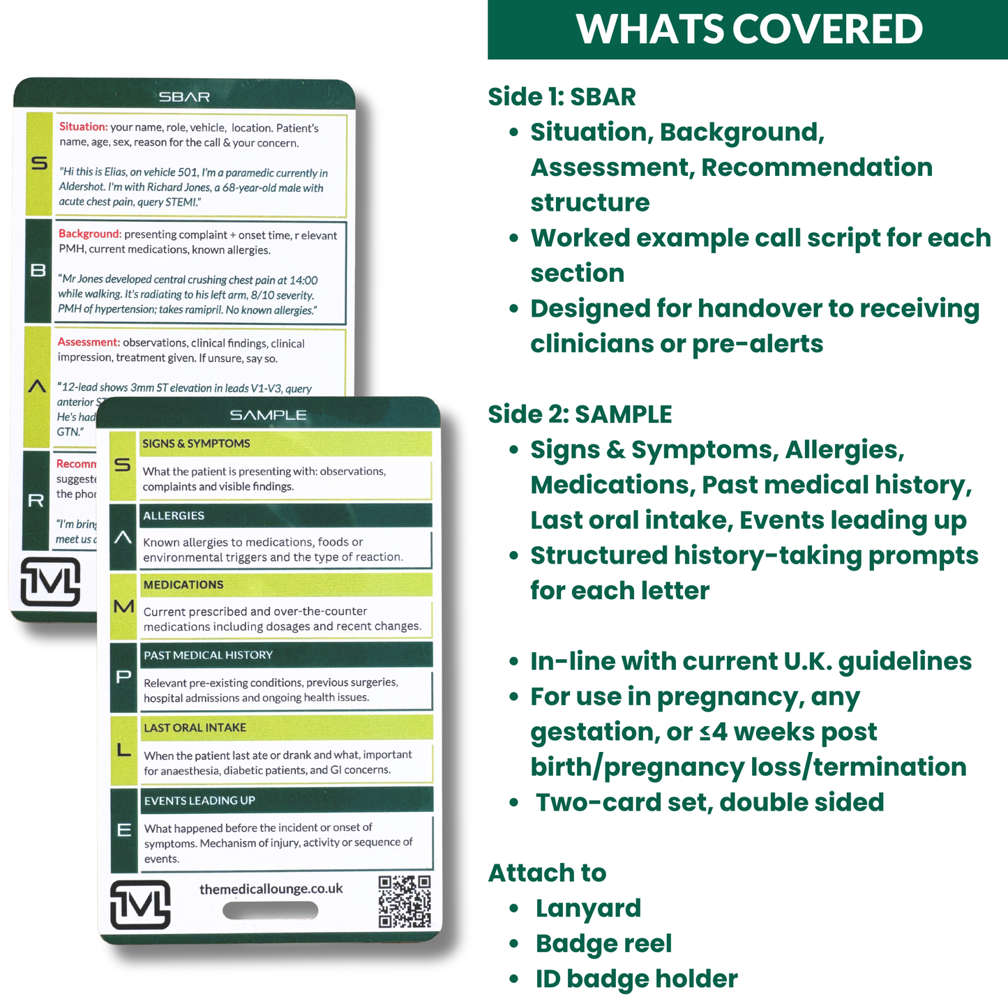 SBAR & SAMPLE Reference Card