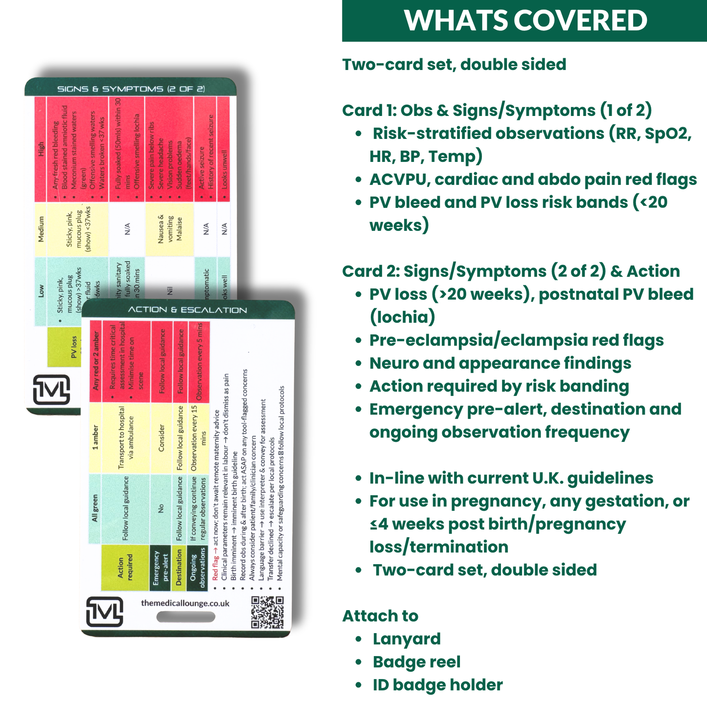 Prehospital Maternity Tool Reference Card – 2-Card Set