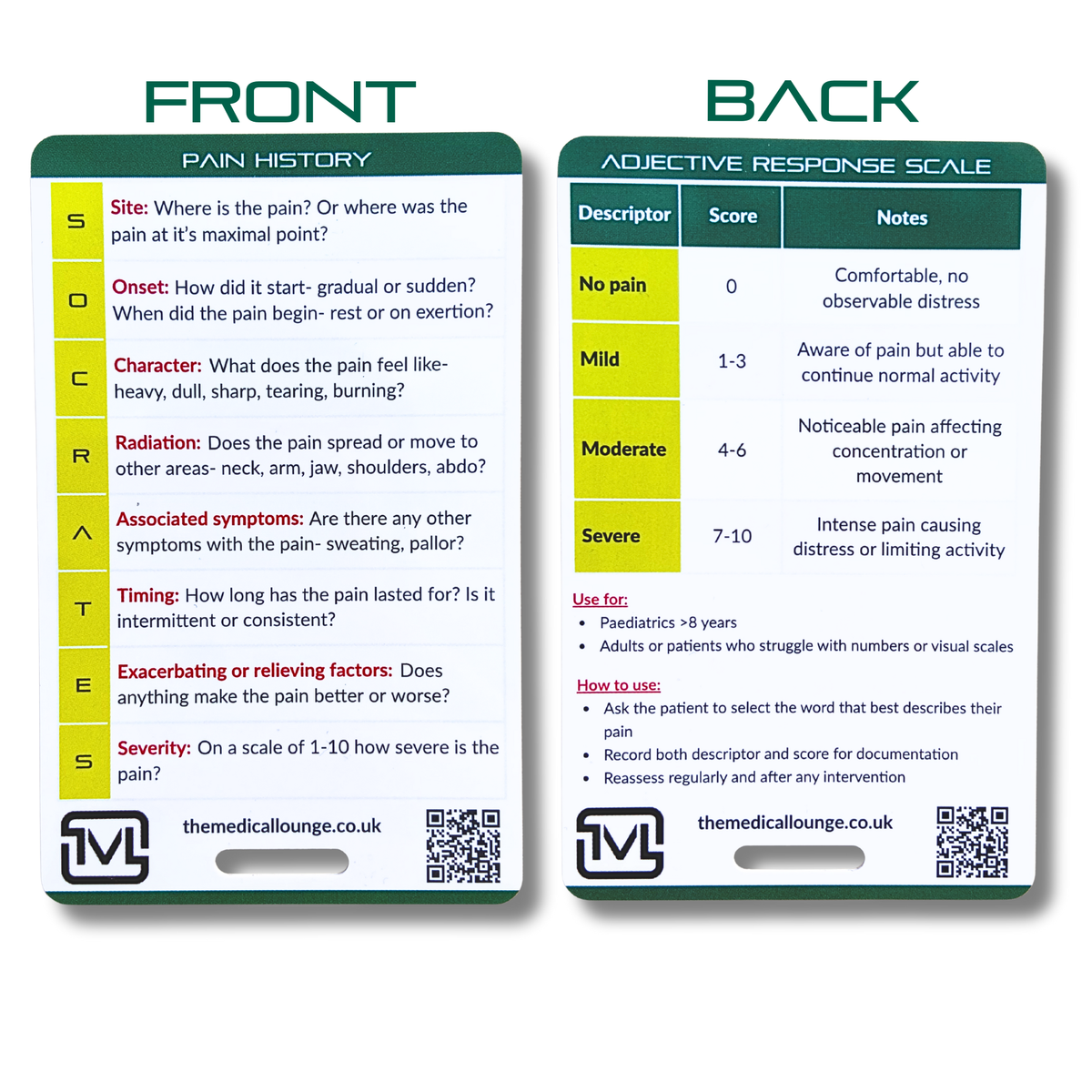 Pain Assessment Card Bundle – 3 Cards