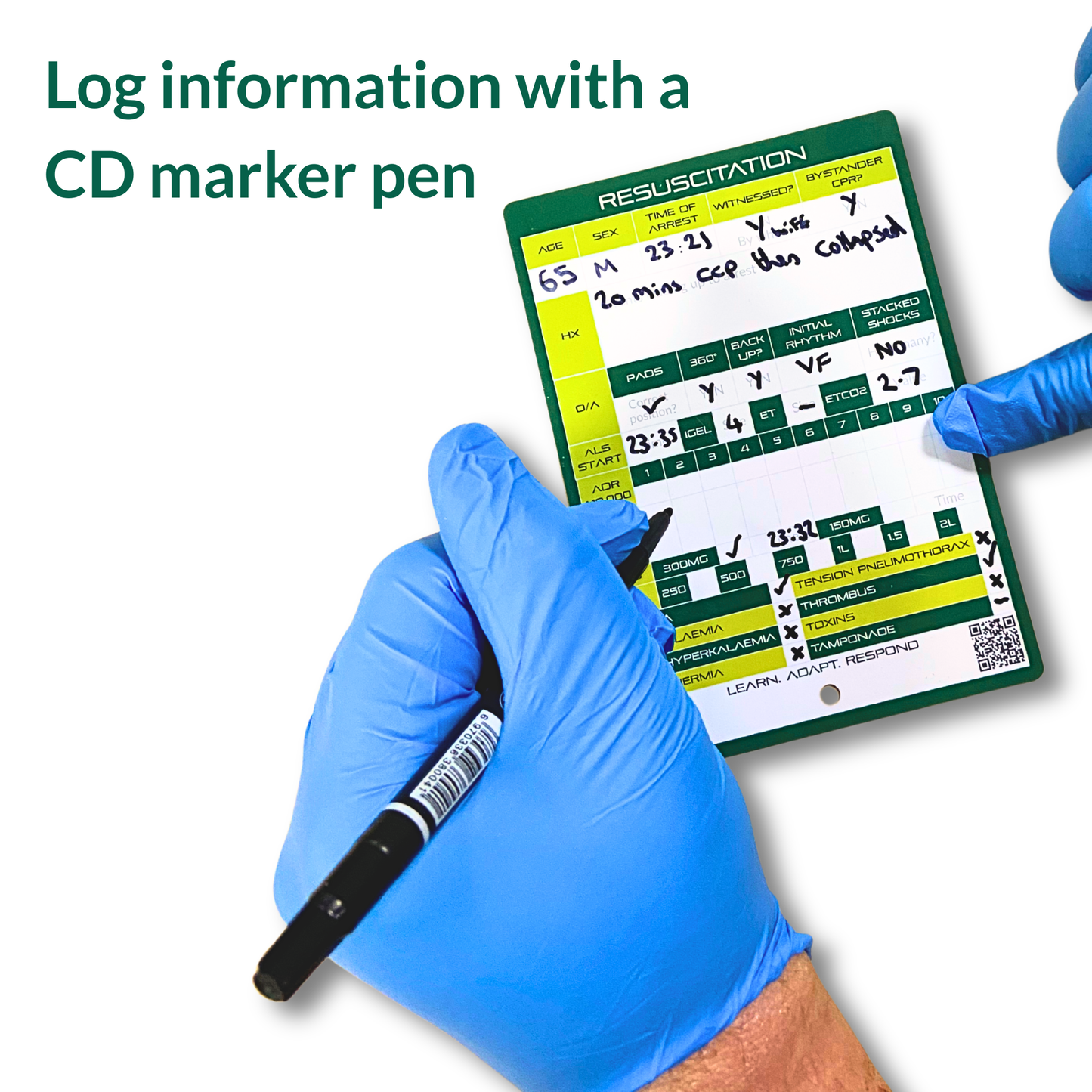 A6 Cardiac Arrest Log Slate – Reusable Dry-Wipe